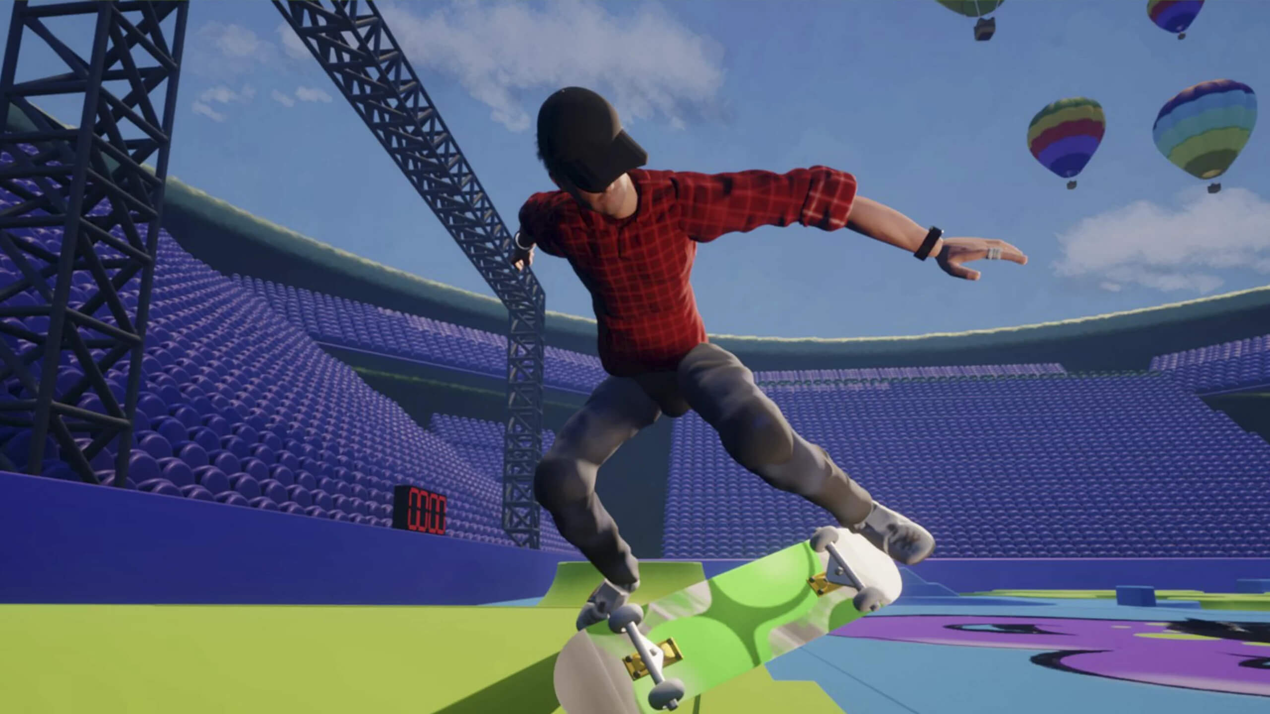 A skater doing a trick in the Media Molecule game Dreams